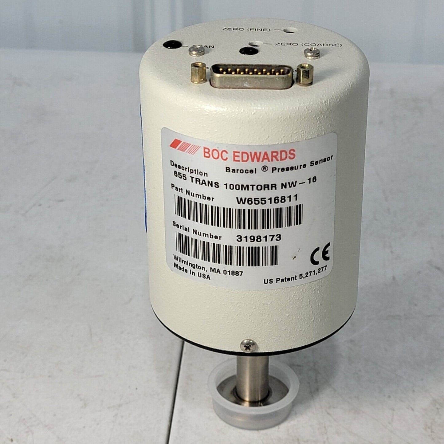 TESTED- WORKS BOC Edwards Barocel Pressure Sensor 655AB TRANS 100 mTorr NW16