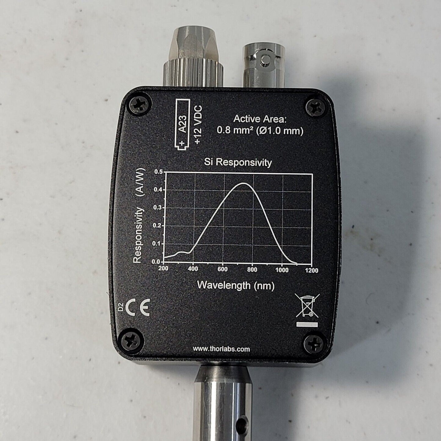 Thorlabs DET10A2 Biased Silicon Detector with LDS12B CP-8070 12v Power Supply