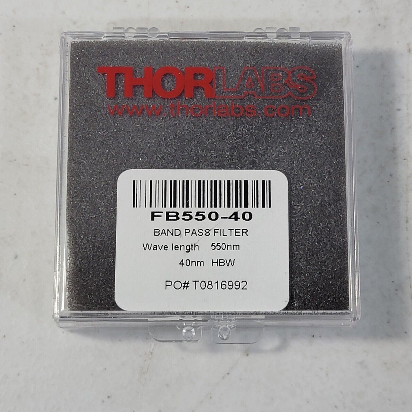 Thorlabs FB550-40 Bandpass Filter 550nm CWL, 40nm FWHM HBW 1" OD