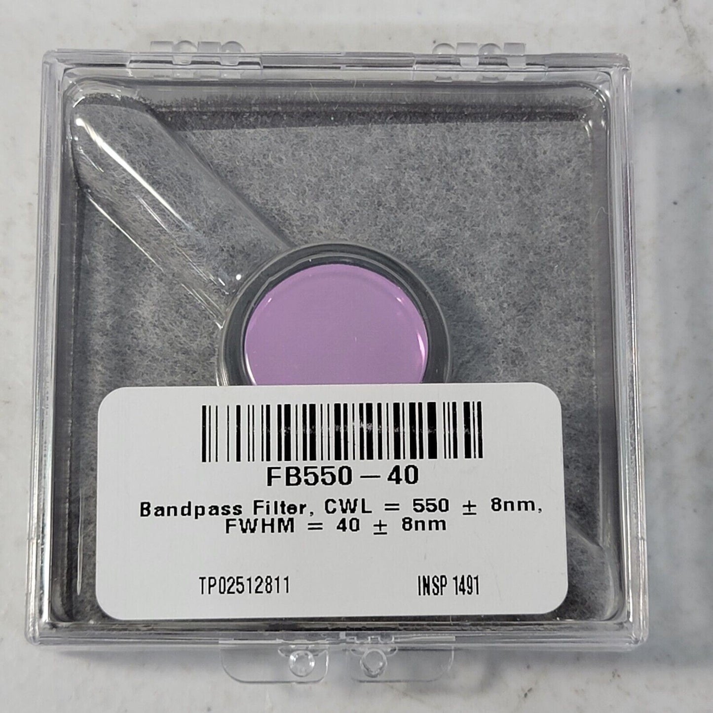 Thorlabs FB550-40 Bandpass Filter 550nm CWL, 40nm FWHM HBW 1" OD