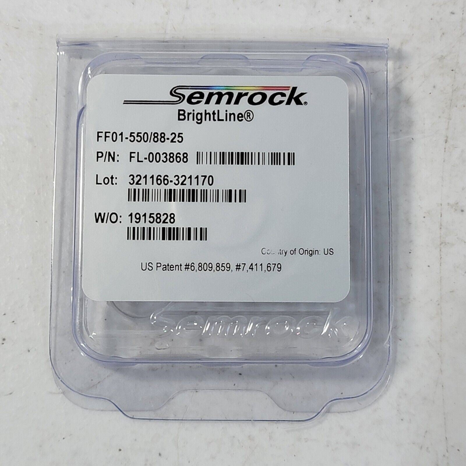 Semrock BrightLine FF01550/8825 550nm Fluorescence Filter 1" OD Lab