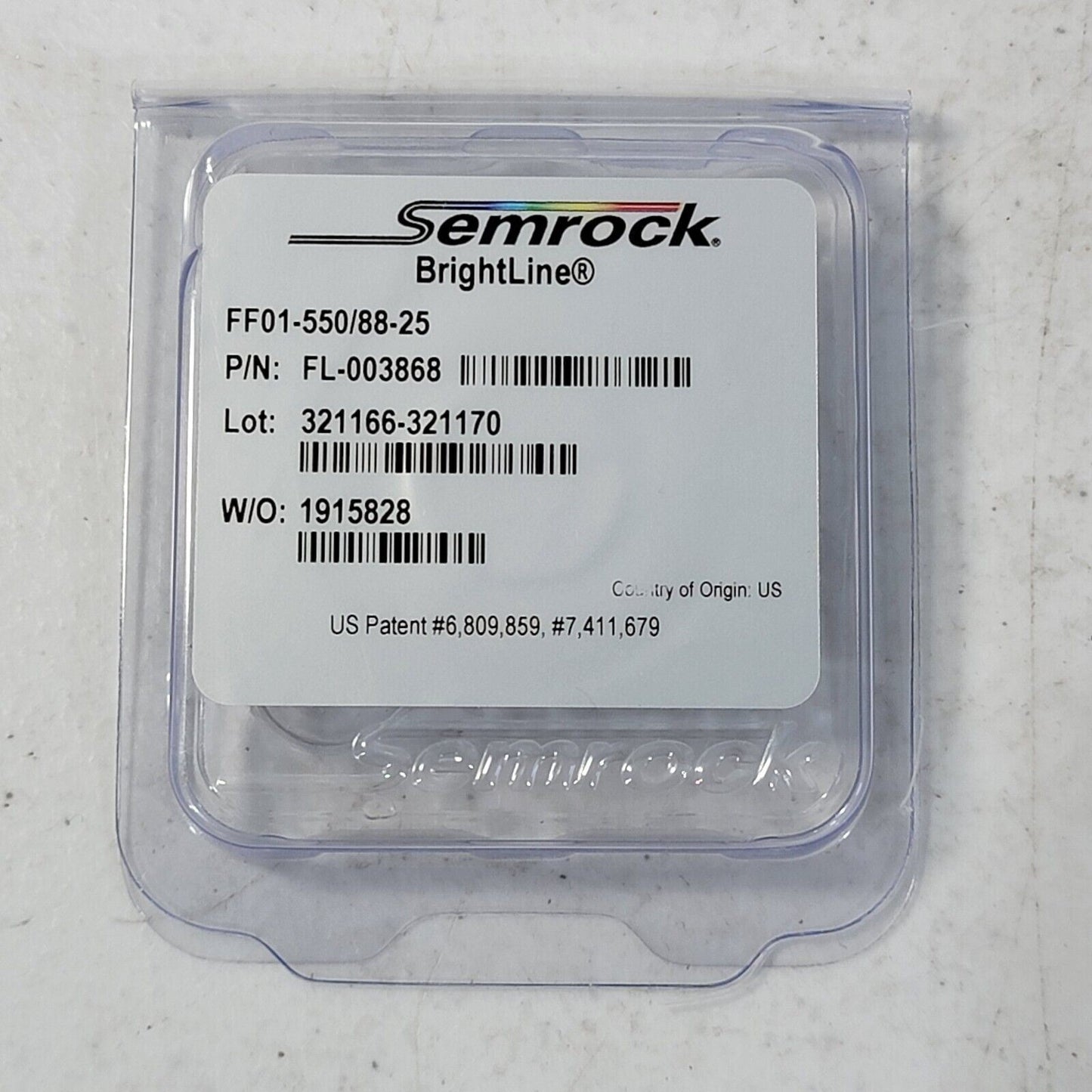 Semrock BrightLine FF01-550/88-25 550nm Fluorescence Filter 1" OD