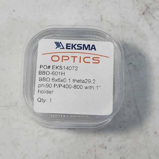 Eksma BBO-601H Beta Barium Borate Crystal 6x6x0.1 theta29.2 phi90 P/P400-800nm