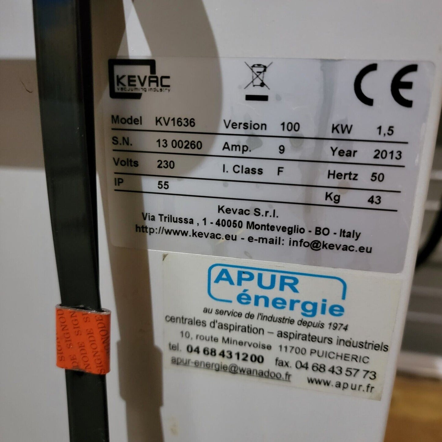 Kevac SRL Industrial Vacuum Cleaner KV1636 25L 230v