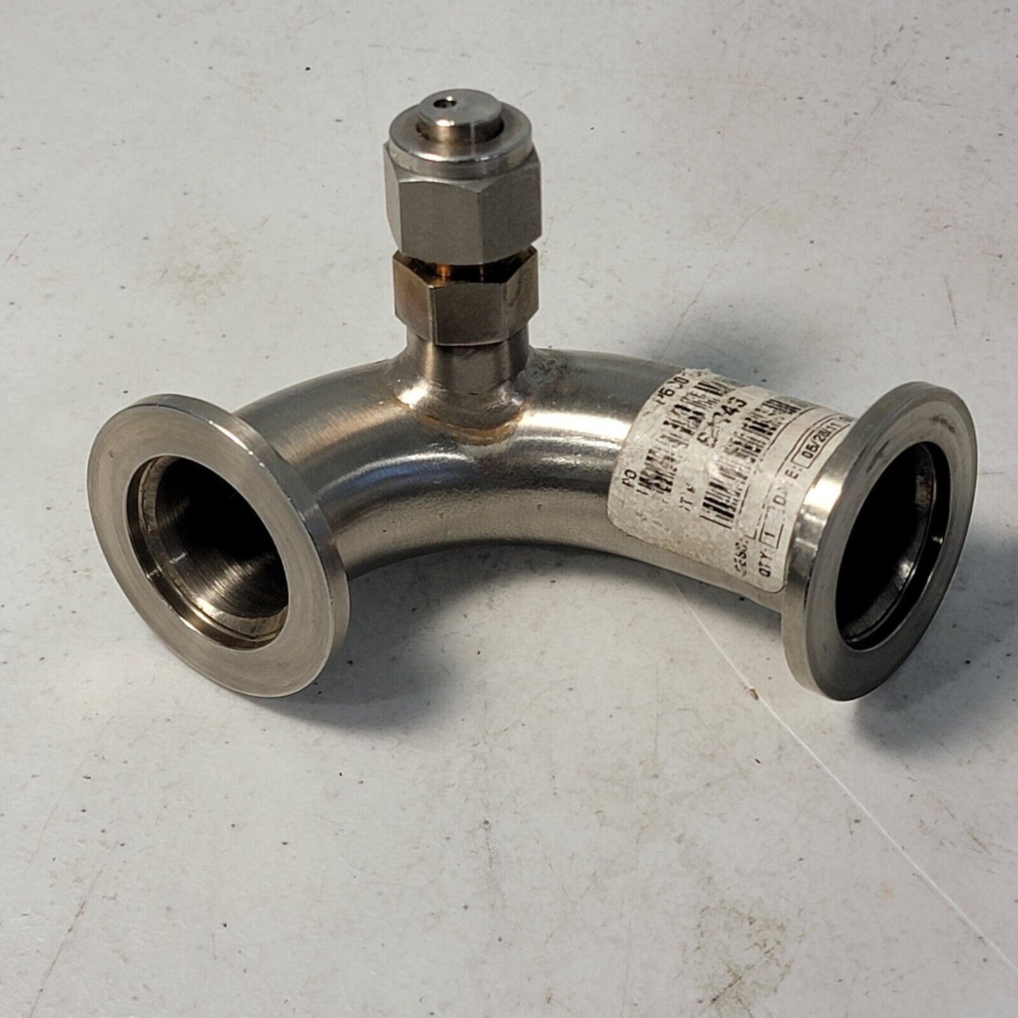 KF25 NW25 90° Elbow w/ 1/4" Swagelok Fitting Take-Off For Vacuum Gauge SS