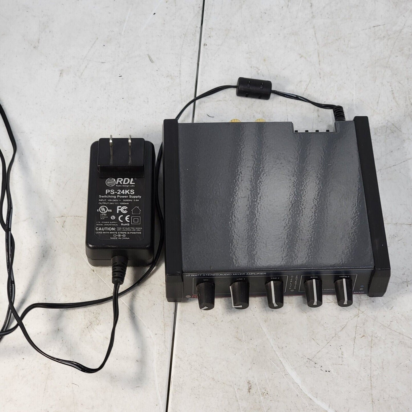 RDL EZ-MXA20 20 Watt Stereo Mini Audio Mixer Amplifier with EQ