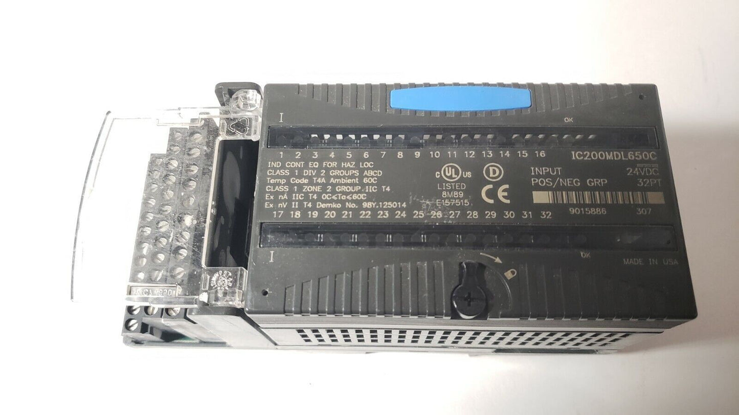 GE Fanuc IC200MDL650C Input Pos/Neg 24 VDC 32 Point Module IC200MDL650 IC200