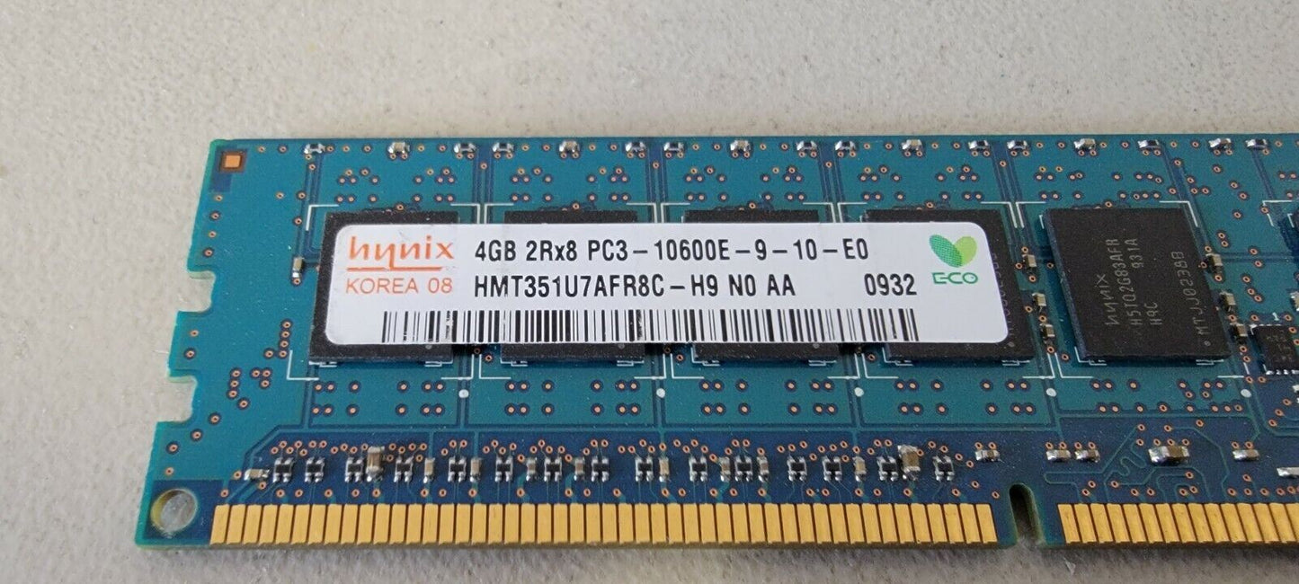 Hynix 4GB PC3-10600E DDR3 ECC Unbuffered 2Rx8 HMT351U7AFR8C-H9 NO AA