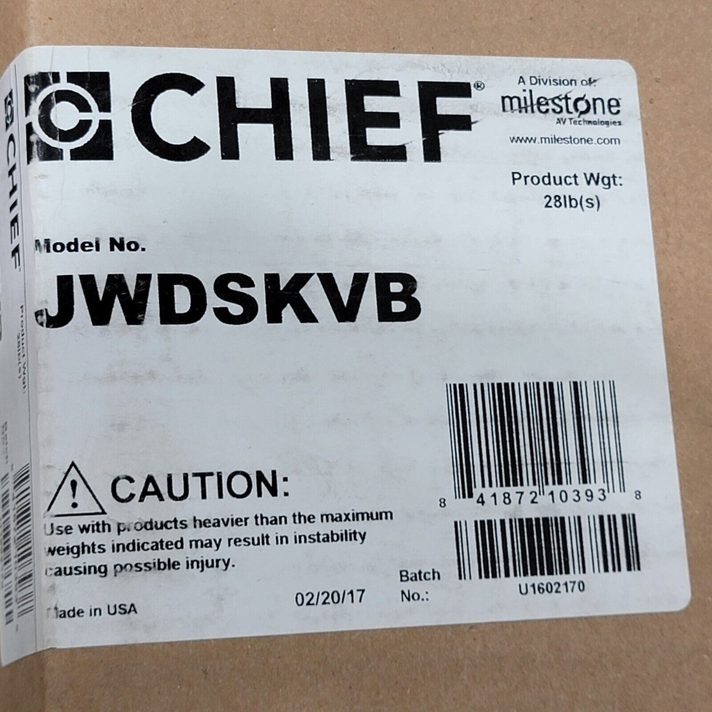 Chief JWDSKVB Pro Flat Panel Steel Stud Dual Swing Arm Wall Mount, Up To 40"