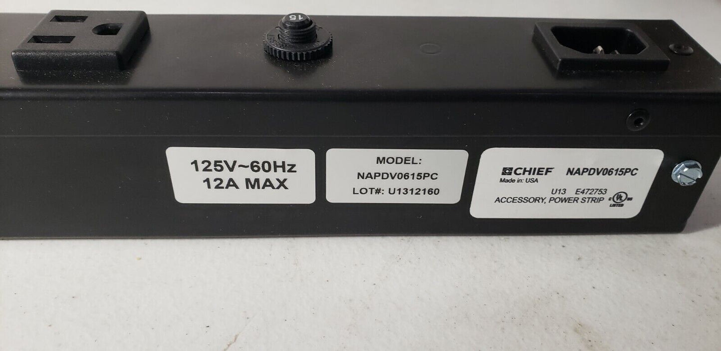 Chief NAPDV0615PC 120V PDU Power Distribution Unit 120V 12A Wall Mount Strip