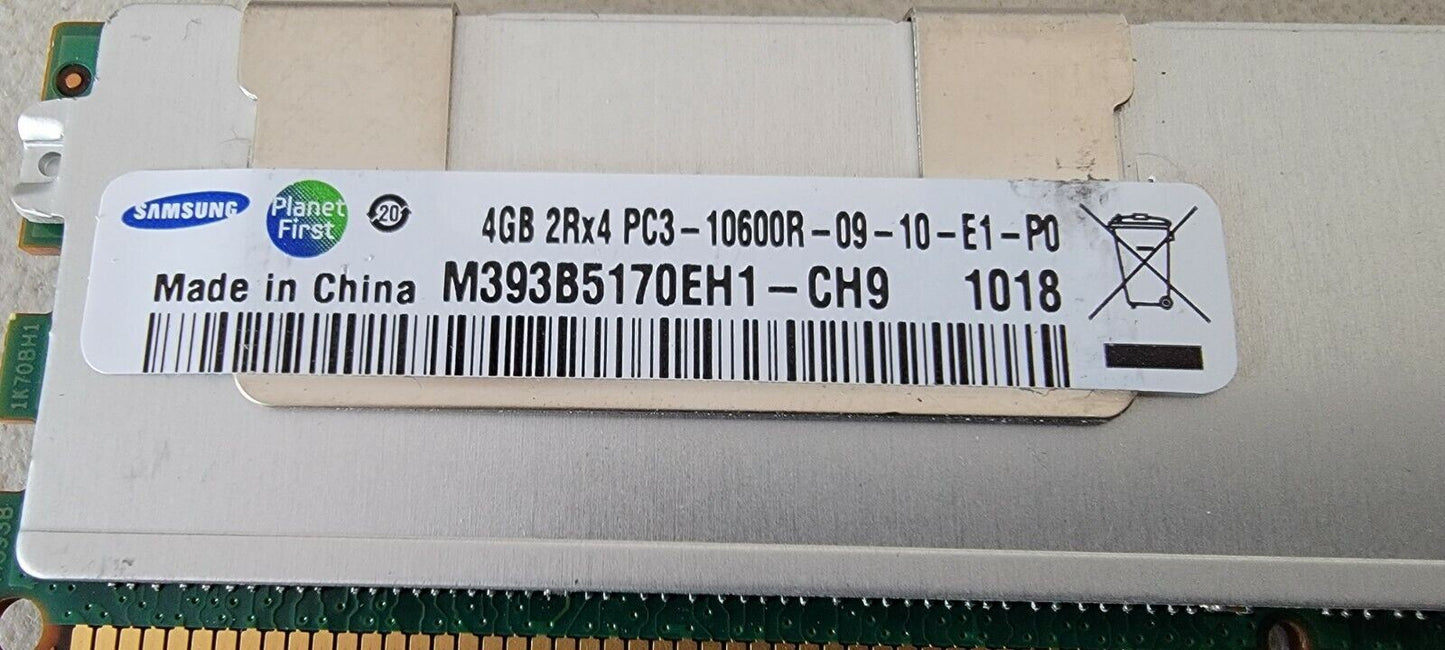 Samsung 4gb Server RAM 2Rx4 PC3-10600R-R9-10-E1-P0 DDR3-1333 M393B5170EH1-CH9