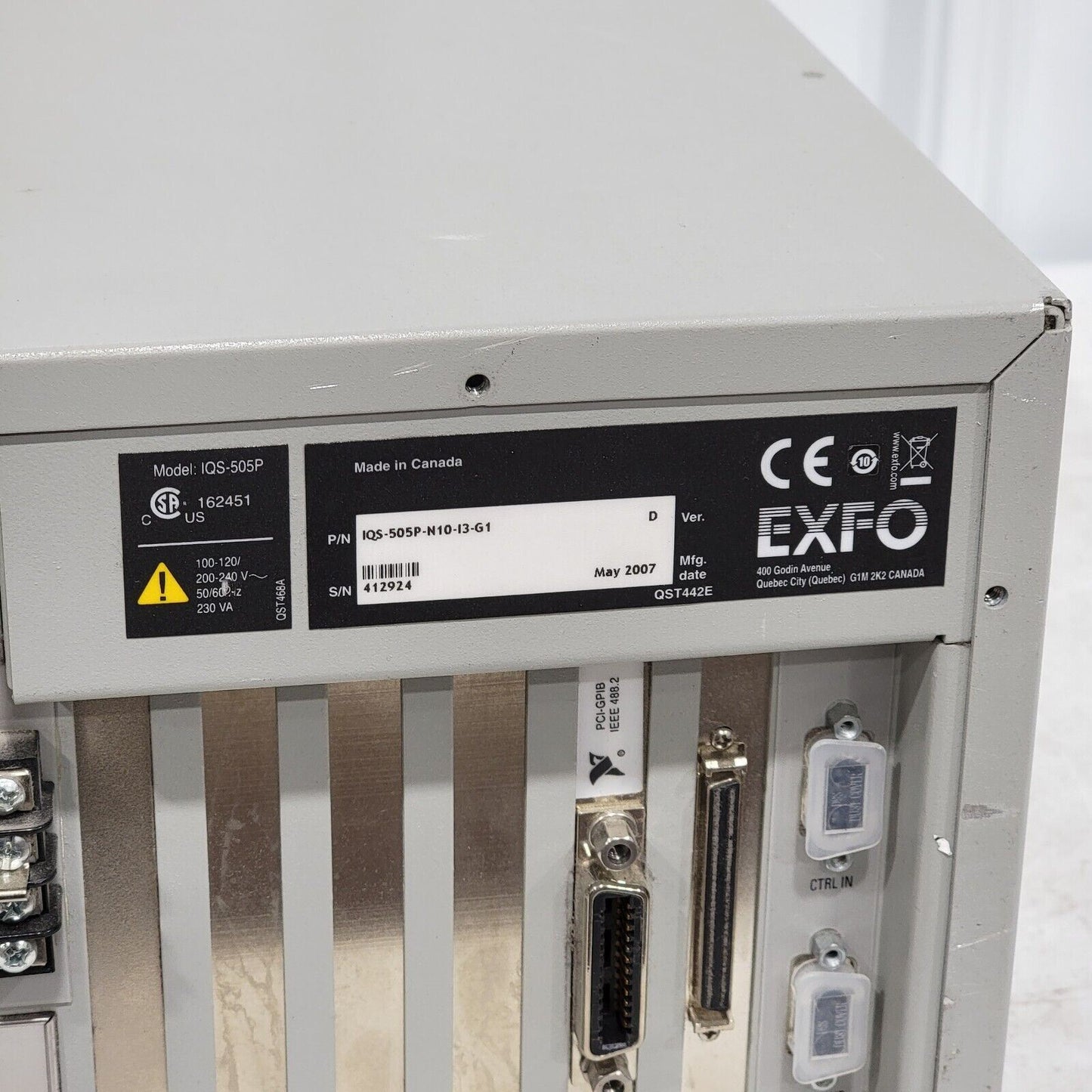 EXFO IQS-505P Intelligent Test System Mainframe Chassis IQS-505P-N10-I3-G1 READ