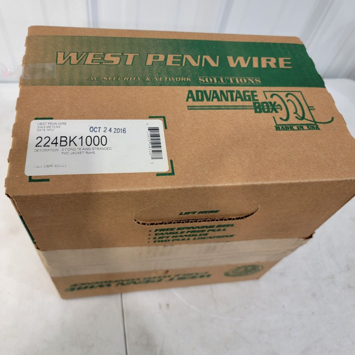 West Penn Wire 224 Black 2 Cond Cable 18 AWG CMR Black Copper -Price Per 10 Feet