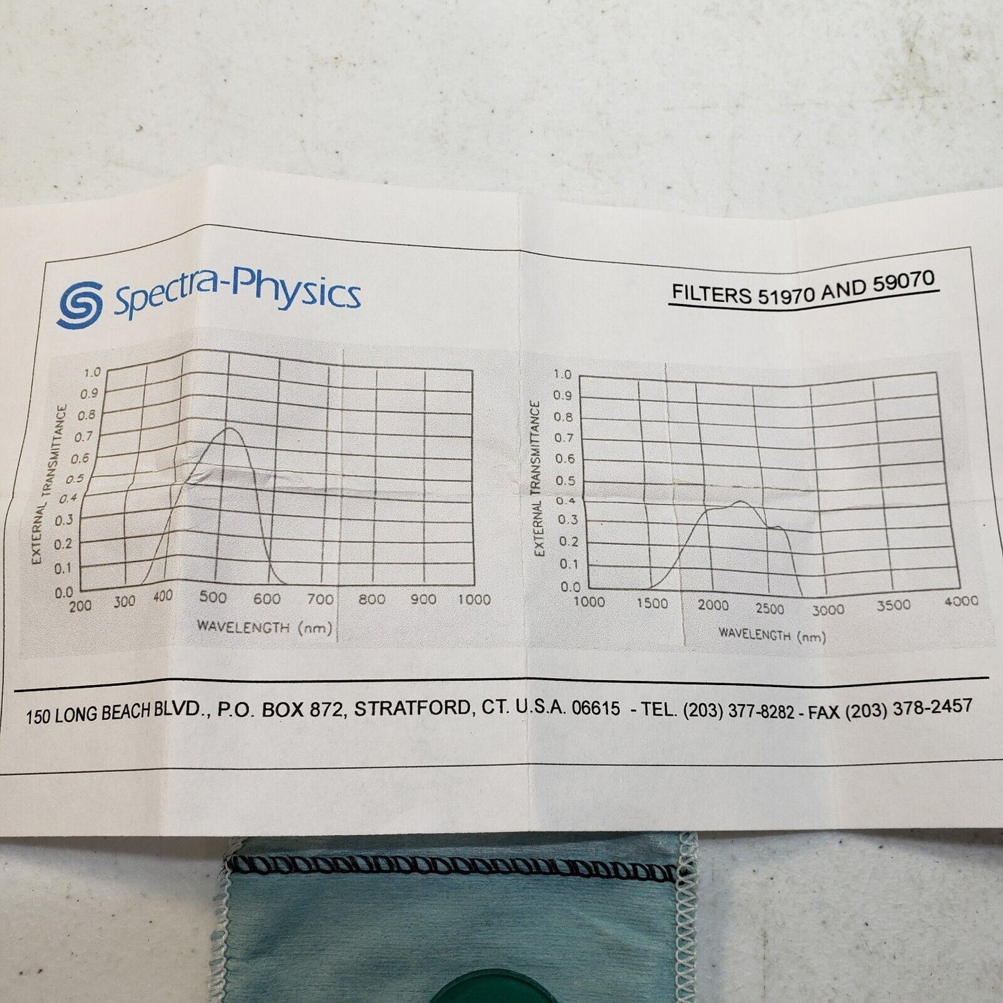 Oriel Bandpass Filter CWL 500nm FWHM 100nm 1" OD 51970