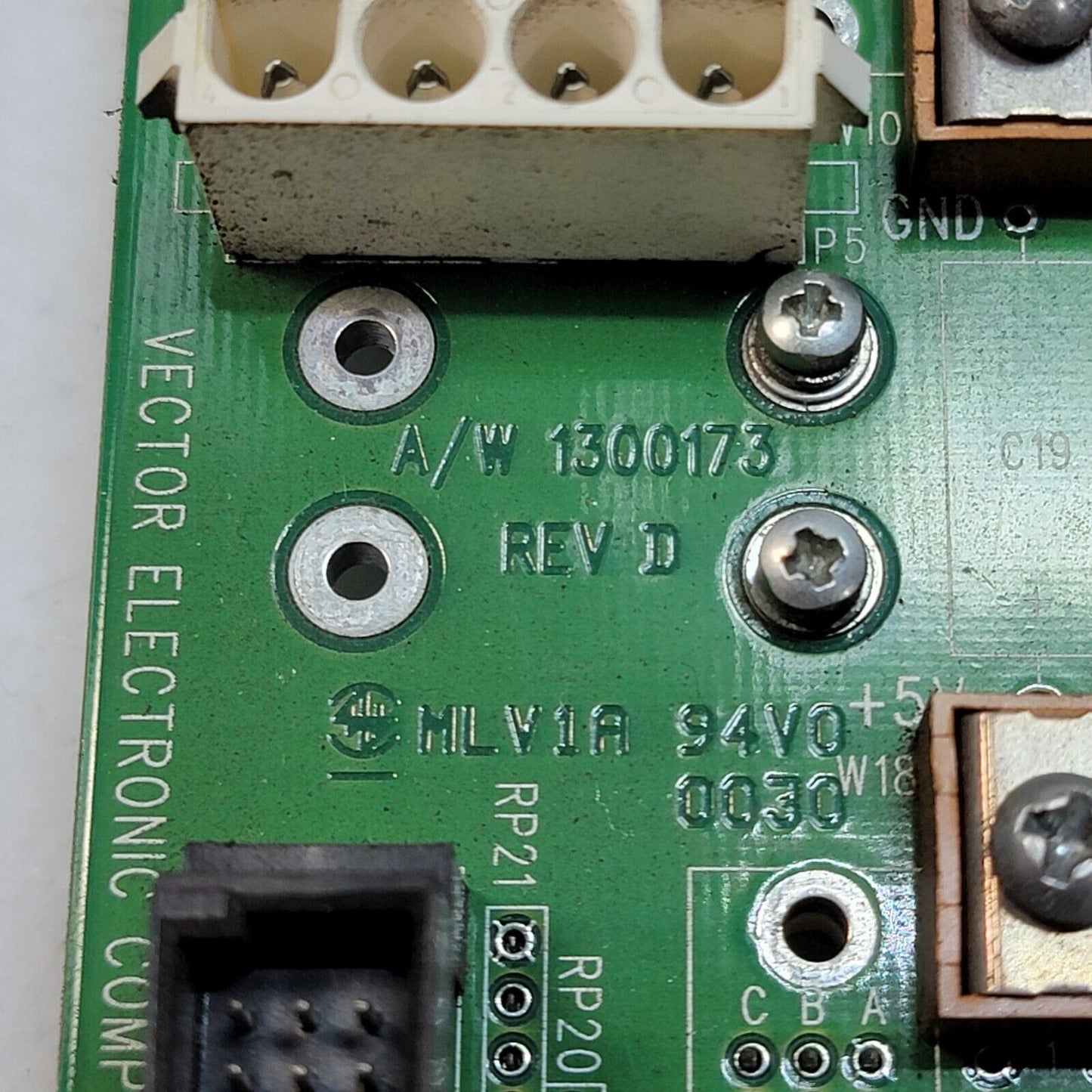 Vector Electronic Company Backplane 1300173 Power Board MLV1A 94V VMEBP10PMLC