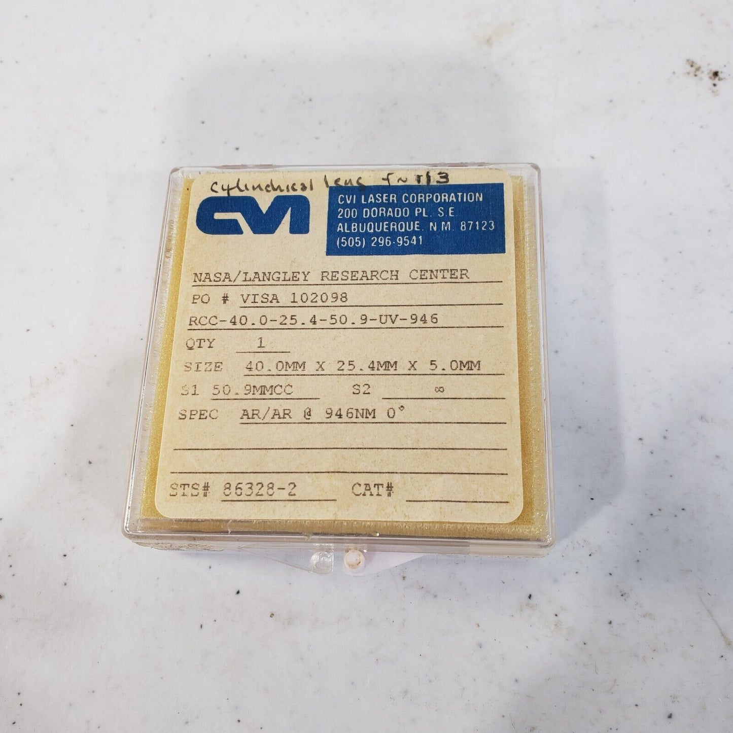 CVI Cylindrical Lens f=113mm RCC-40.0-25.4-50.9-UV-946