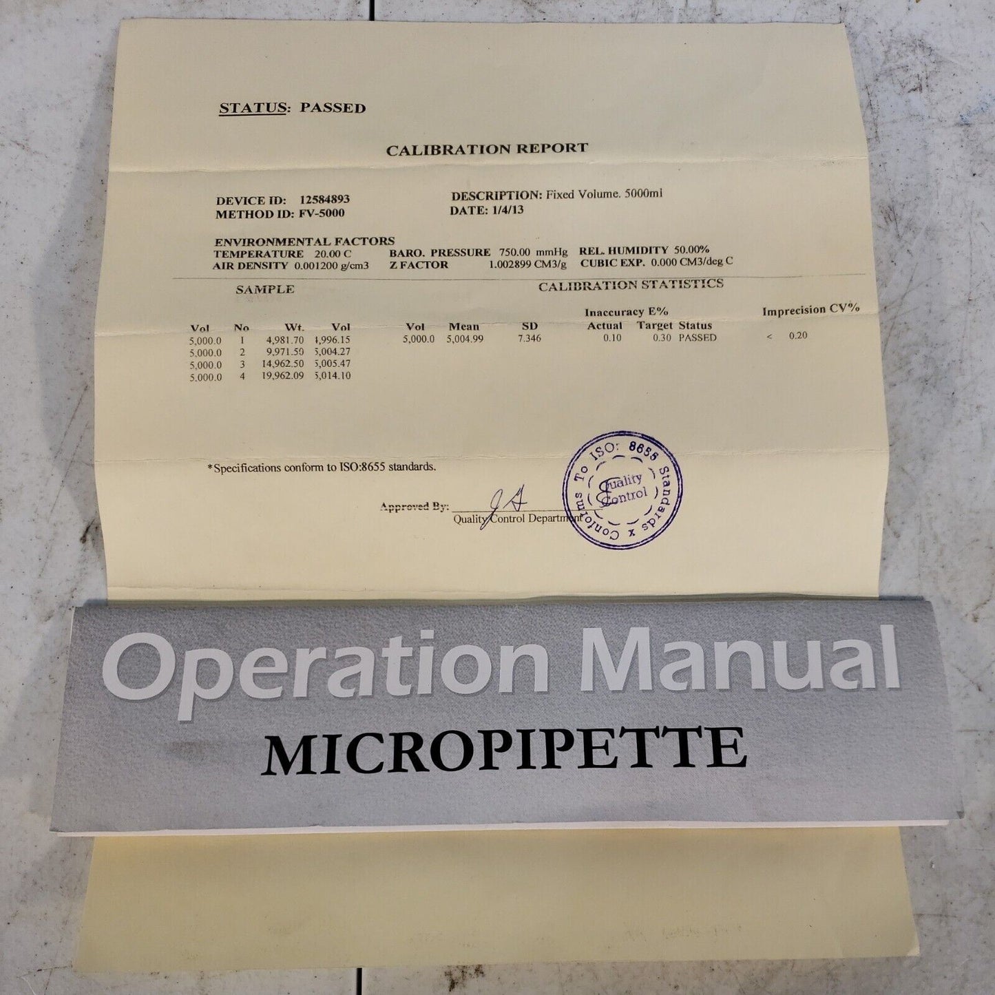 Cole Palmer 5000ul 5ml Fixed Volume Micropipette