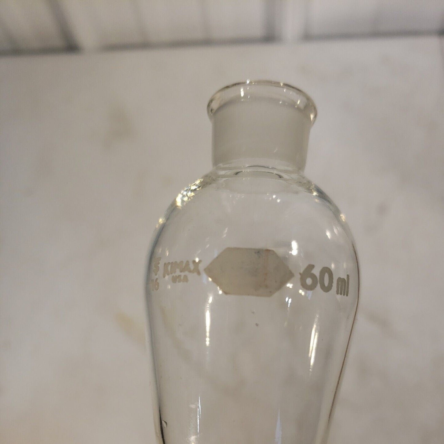 KIMAX Glass 60mL Squibb Style Separatory Funnel PTFE Stopcock 2mm Bore ST #16
