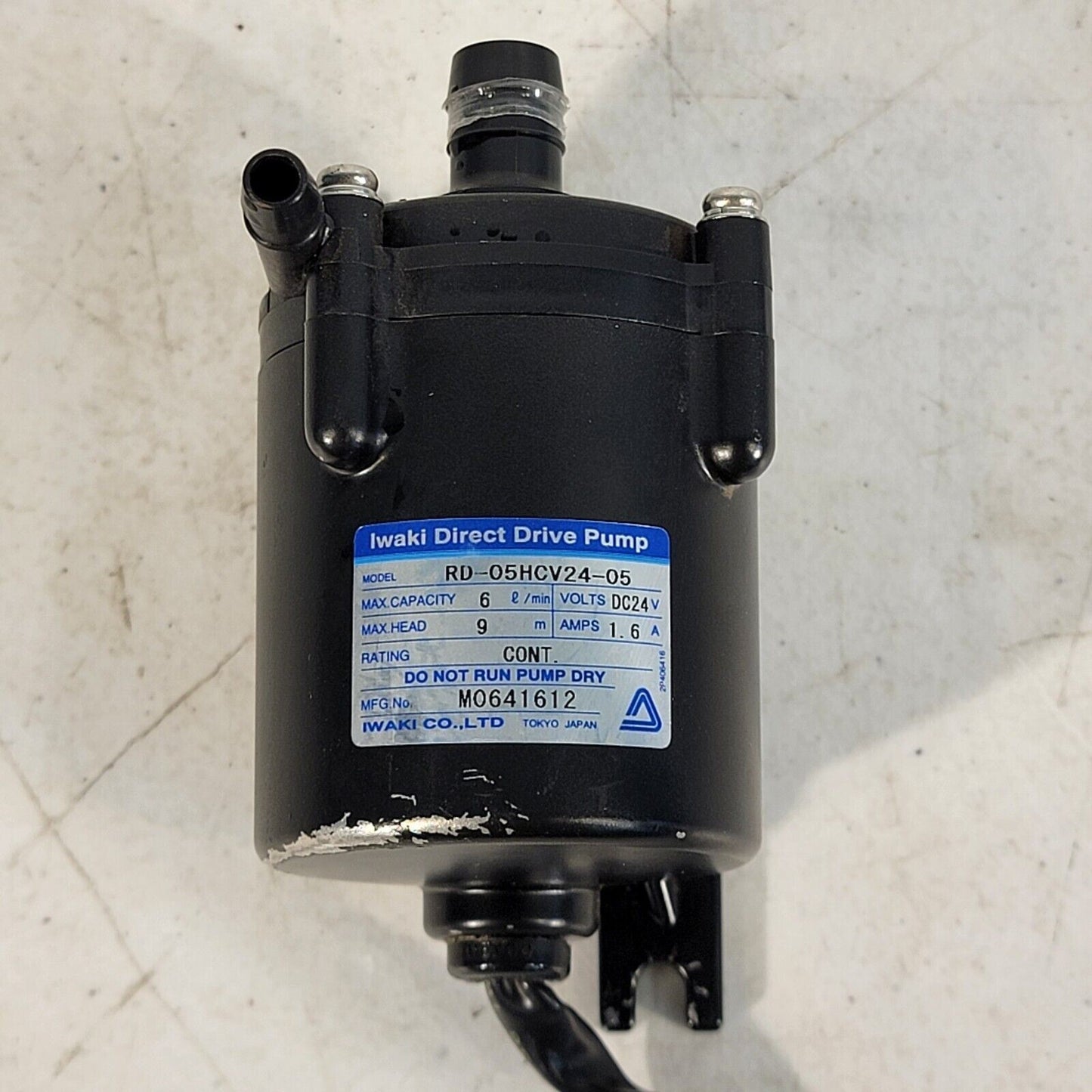 Iwaki Direct Drive Water Pump RD-05HCV24-05, 6 LPM, 24 VDC, 1.6A Continuous Pump