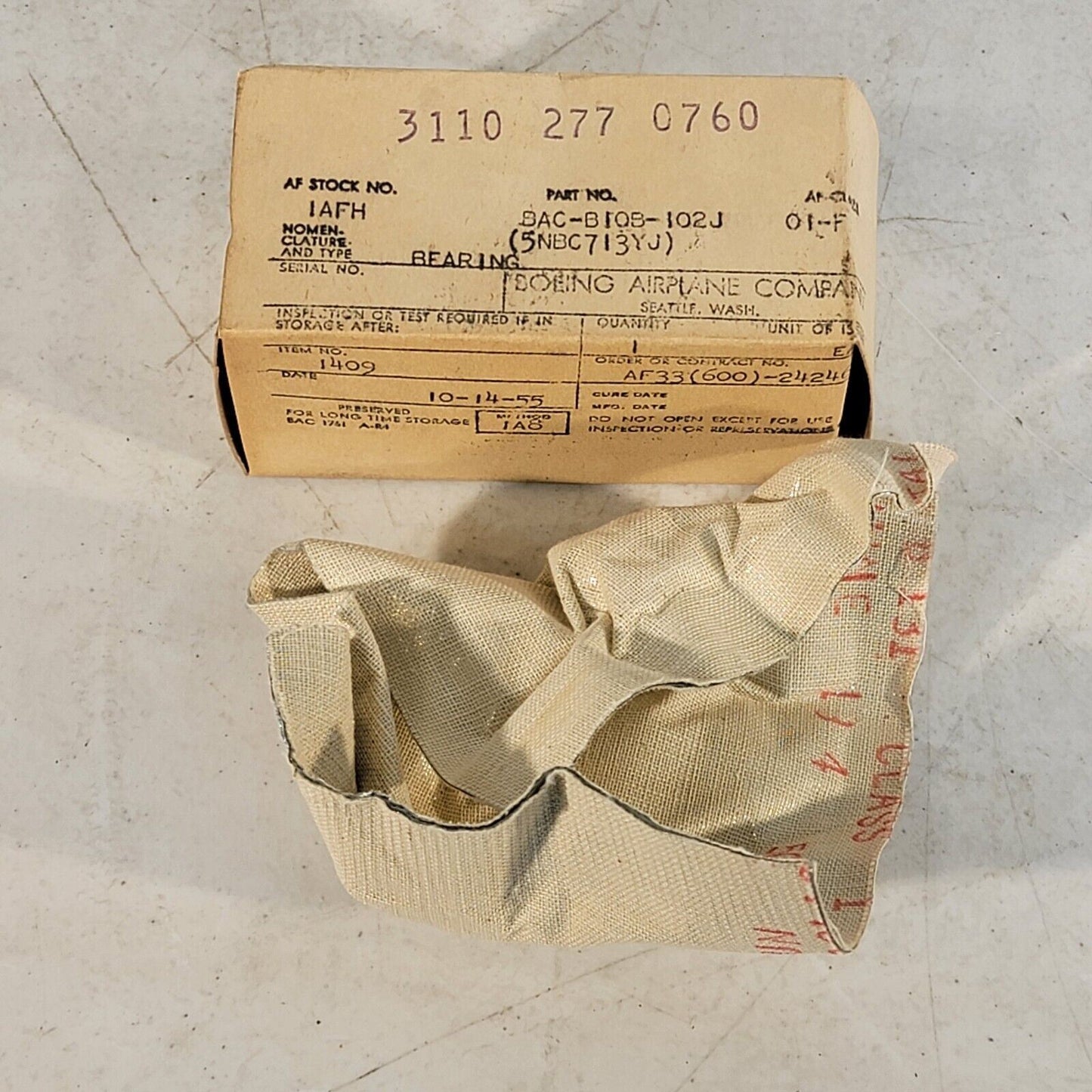 Vintage Boeing Airplane Company Aircraft Bearing 1955 1AFH BAC-B10B-102J