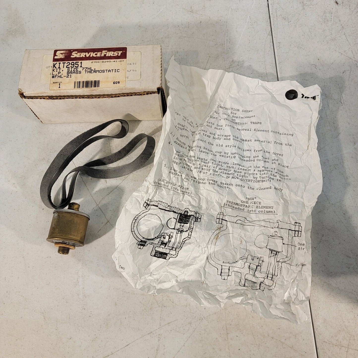 Trane SERVICEFIRST Repair Kit "A" KIT02951 Size 77HL LP Brass Thermostatic FHL21