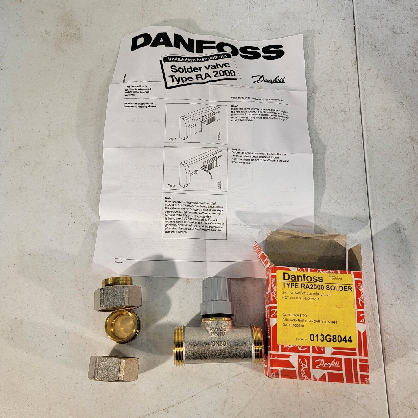 DANFOSS 013G-8044 RA2000 VALVE BODY SIZE 3/4" CV 2.7 STRAIGHT SOLDER NEW