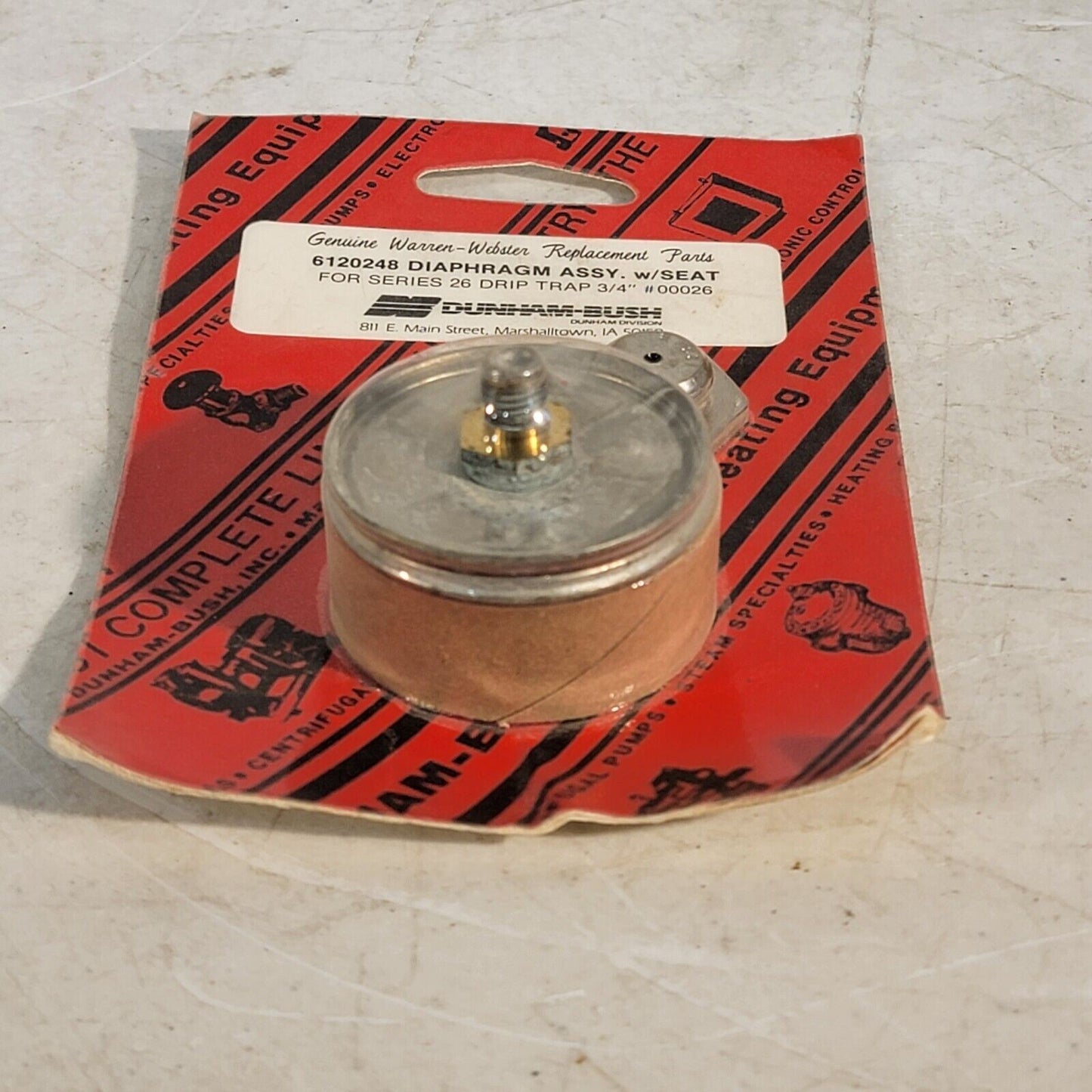Dunham-Bush 6120248 Diaphragm Assembly Assy w/ Seat For Series 26 Drip Trap 3/4"