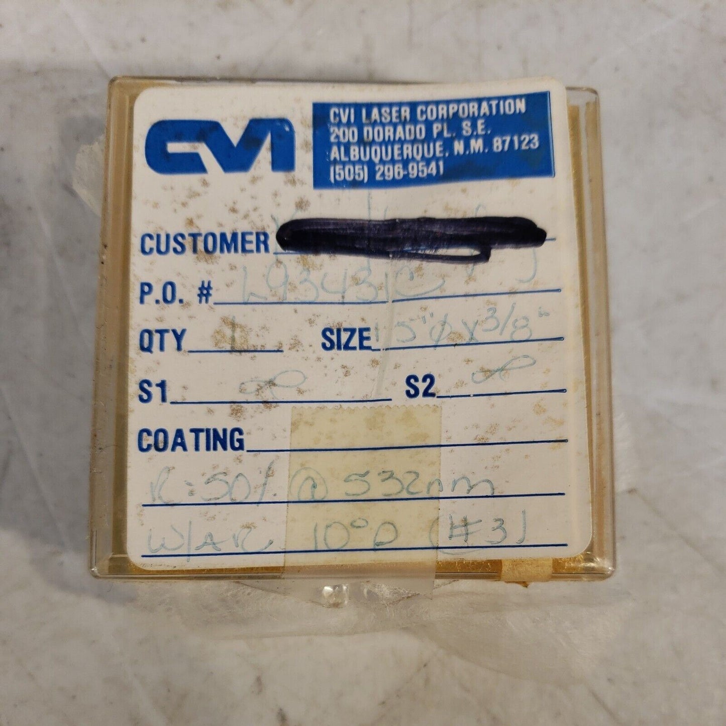 CVI R=50% @ 532nm Filter w/Anti Reflective AR Coating 1.5" Dia OD