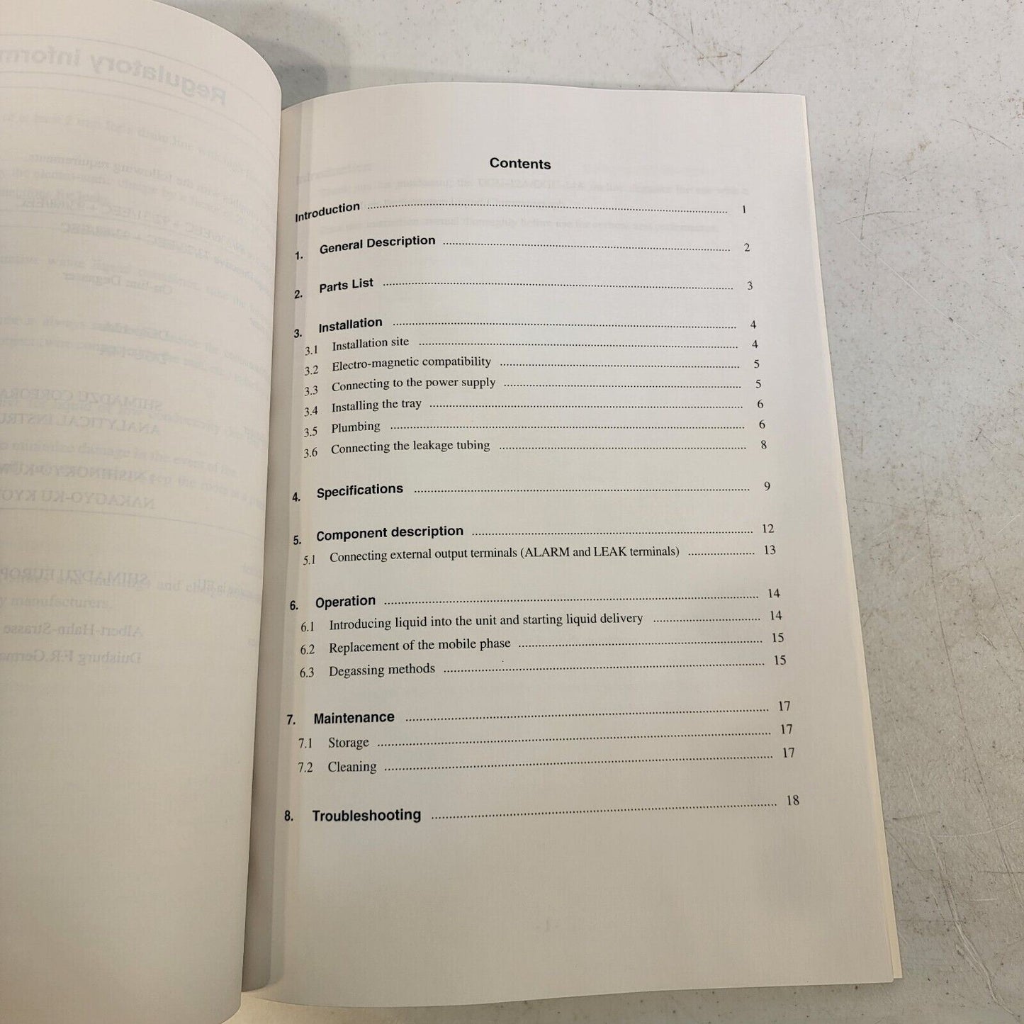 Shimadzu HPLC On-Line Degasser DGU-12A/DGU-14A Instruction Manual