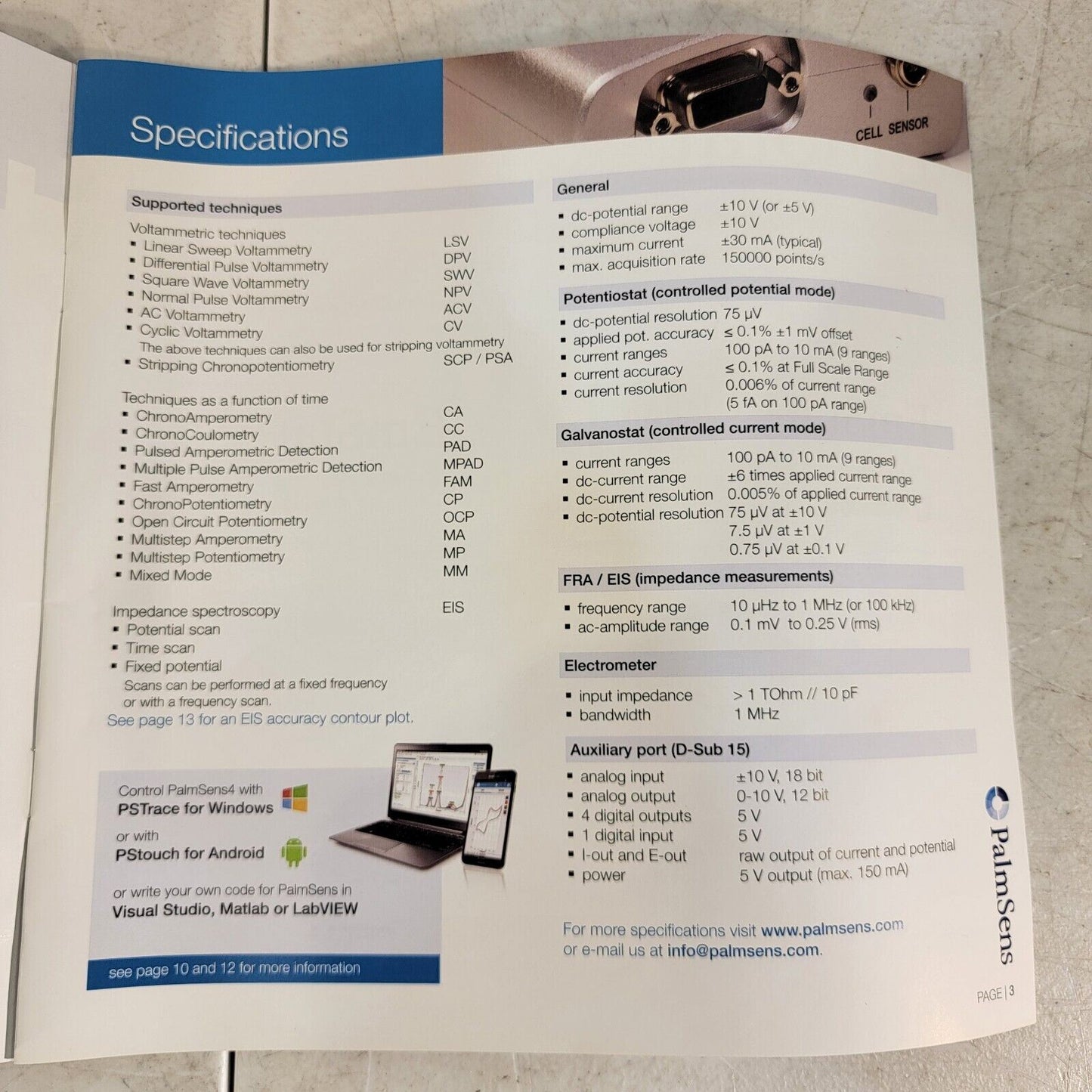BASi PalmSens4 Electrochemical Interface Kit w/ PSTrace5 Software