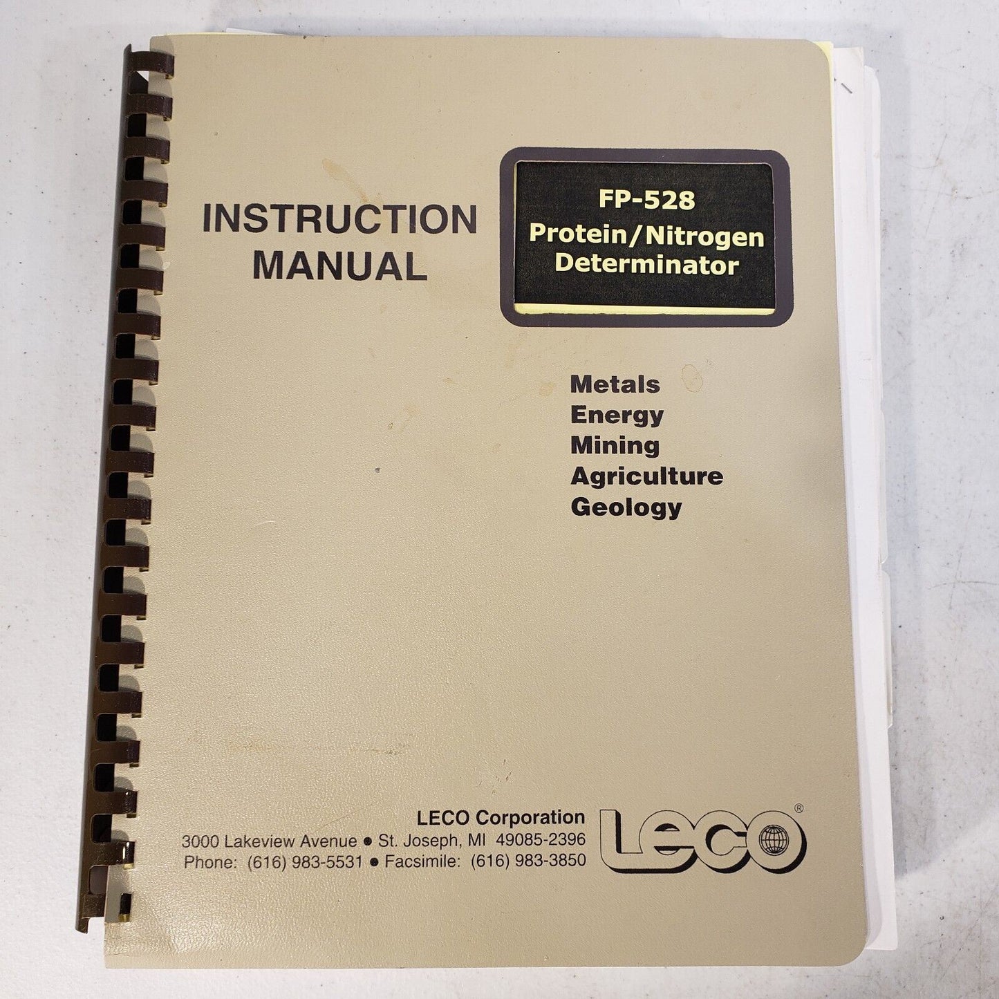 FP-528 Protein/Nitrogen Determinator Instruction Manual