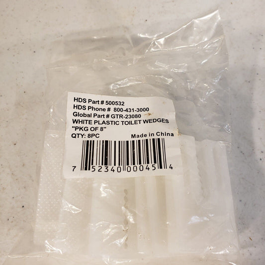 HDS White Plastic Toilet Wedges 500532 Pkg Of 8
