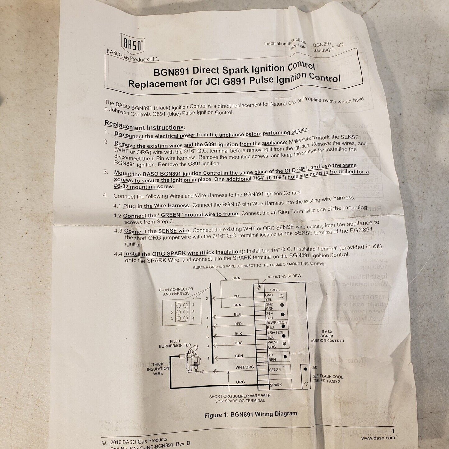 Baso Gas BGN891-1CJ Direct Spark Ignition Module for Lennox Pulse Furnace
