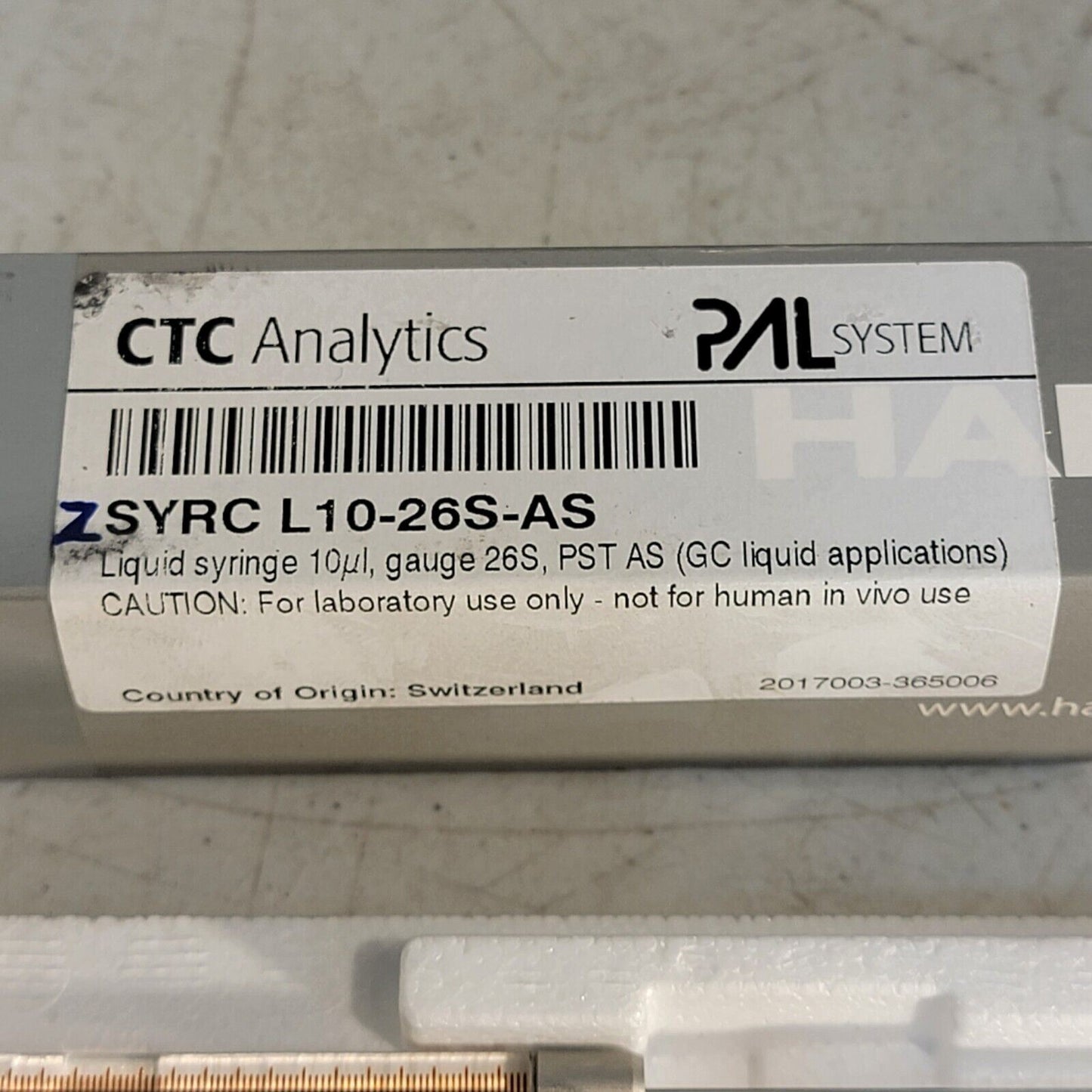 Hamilton CTC Analytics PAL 10 uL Liquid Syringe PST AS Autosampler