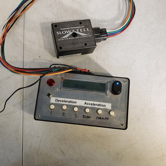 Slow-n-Tell Module and Tester Acceleration Deceleration Instinctive Brake Light
