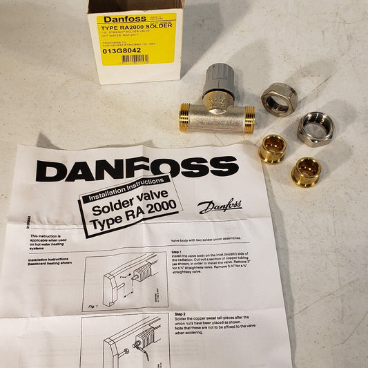 DANFOSS 013G-8042 RA2000 VALVE BODY SIZE 1/2" STRAIGHT SOLDER