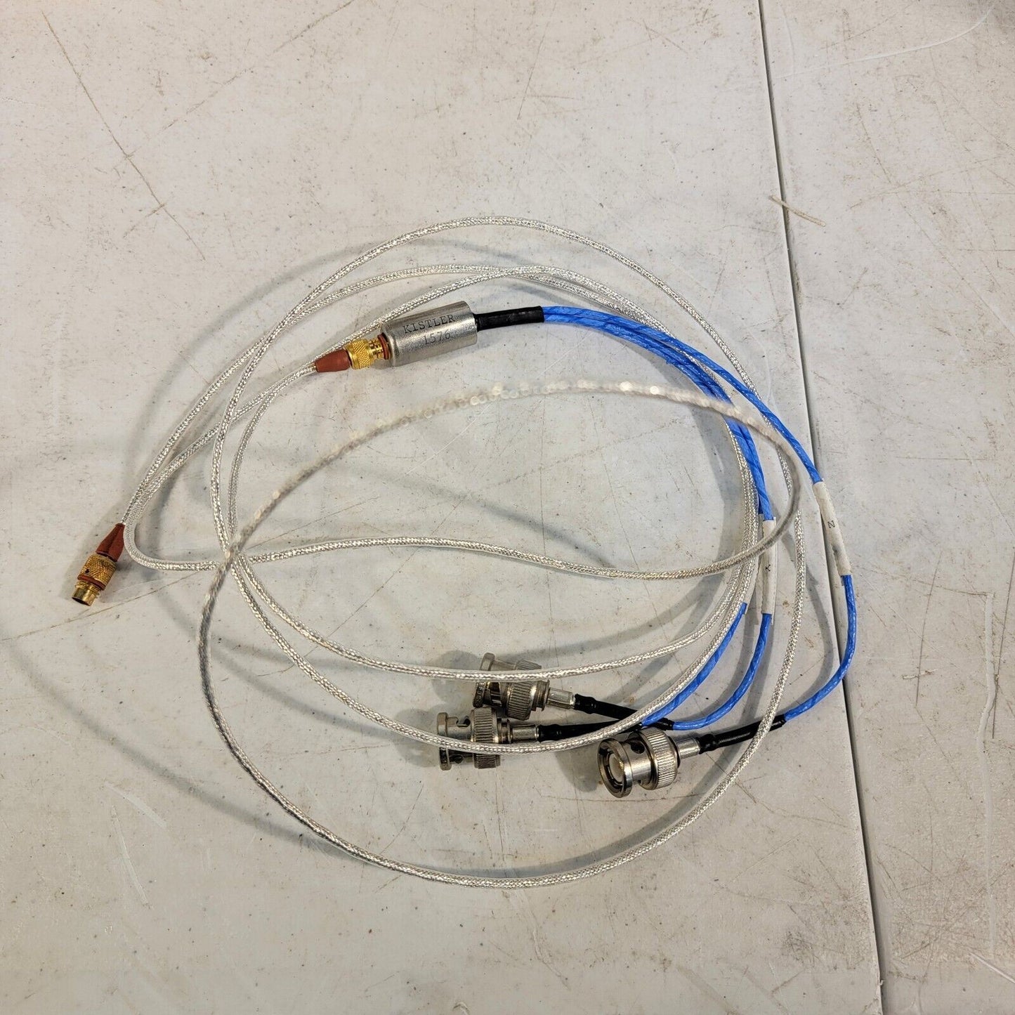 Intertech Kistler 1576 Distribution Cable, Teflon Kacket 4-Pin 1/4-28 to 3x BNC