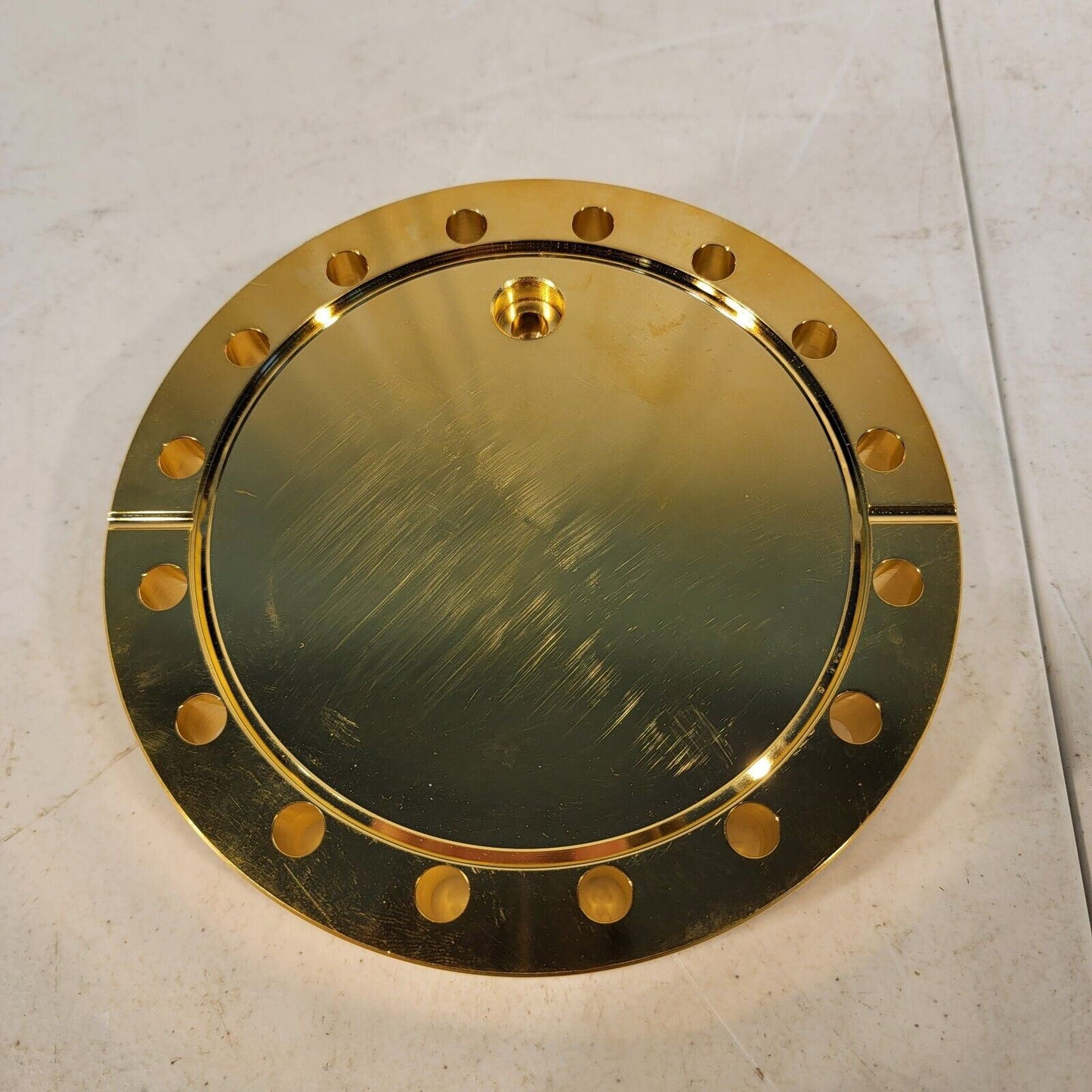 Gold Coated DN100CF 6" CF Conflat Flange w/ 1/4" Swagelok Gas Feedthrough