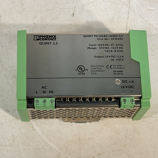 Phoenix Contact 2939056 Quint PS-120AC/ 24 DC/ 2,5 Power Supply 78-102-4300