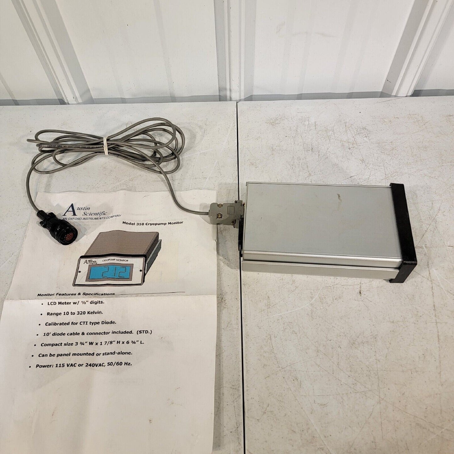 Oxford Austin Scientific 310 Cryopump Monitor w/ Probe Cable CTI
