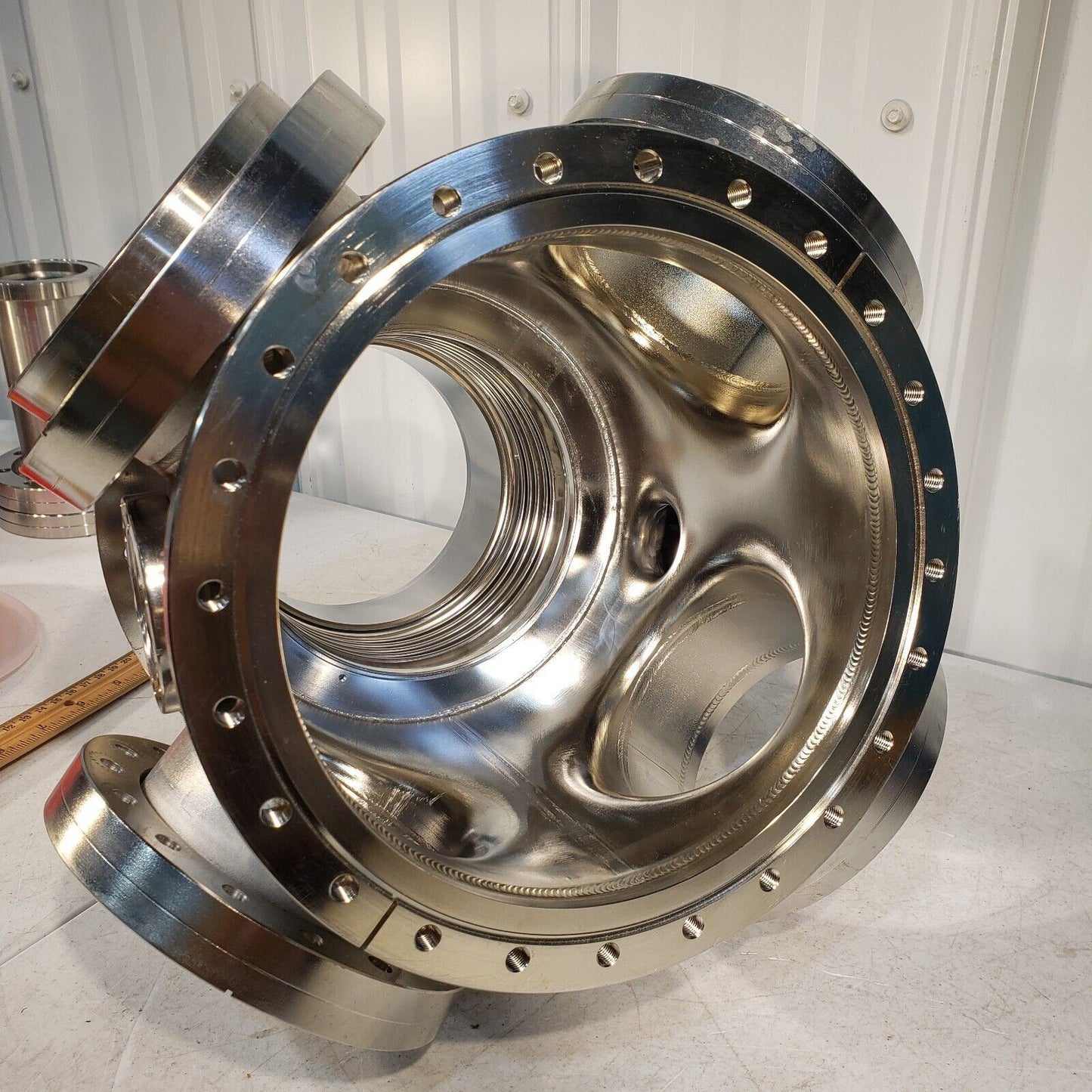 UHV Stainless Steel High Vacuum Chamber w/ Bellows, Conflat 10", 8" CF Flanges