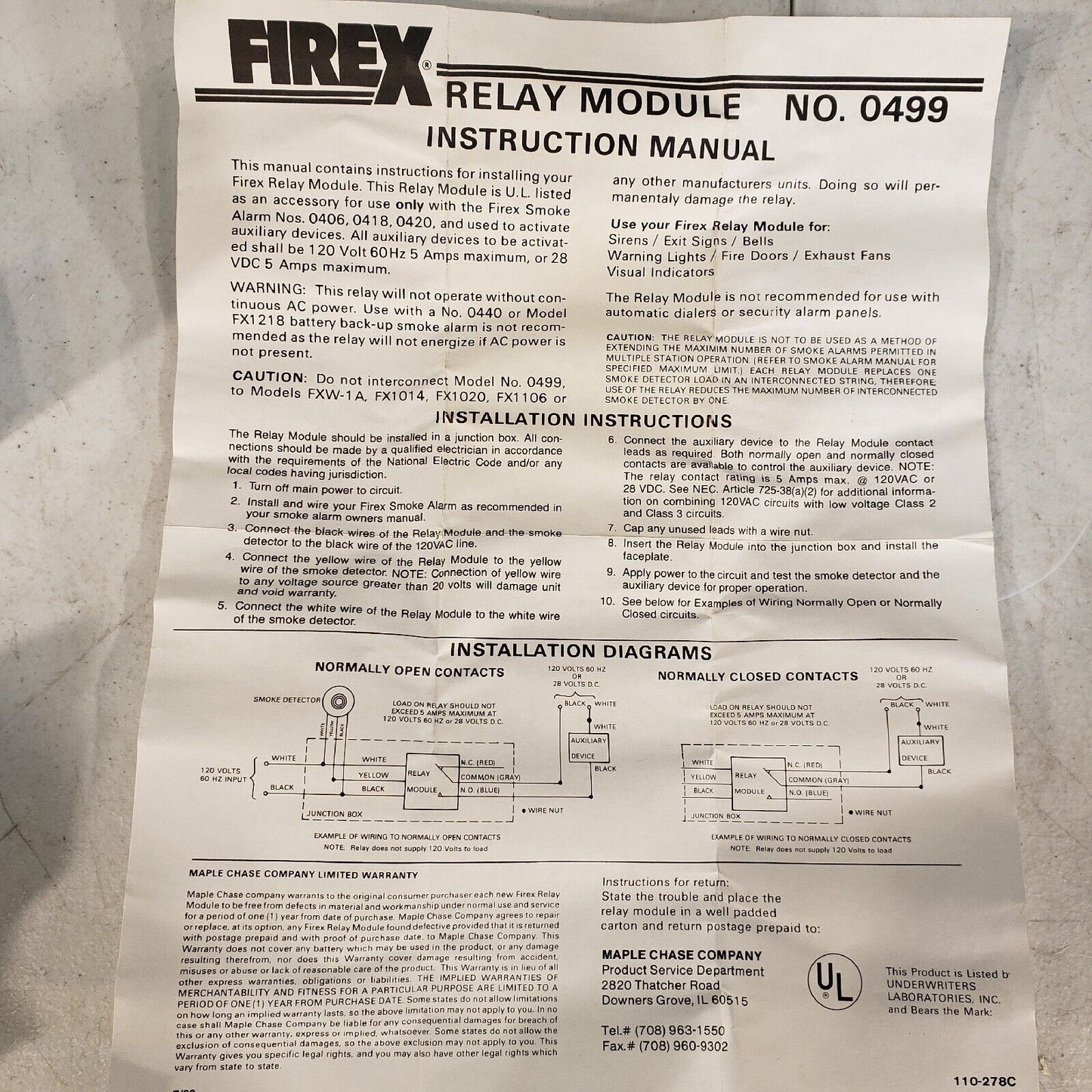 FireX Relay Module No 0499 For Smoke Detector