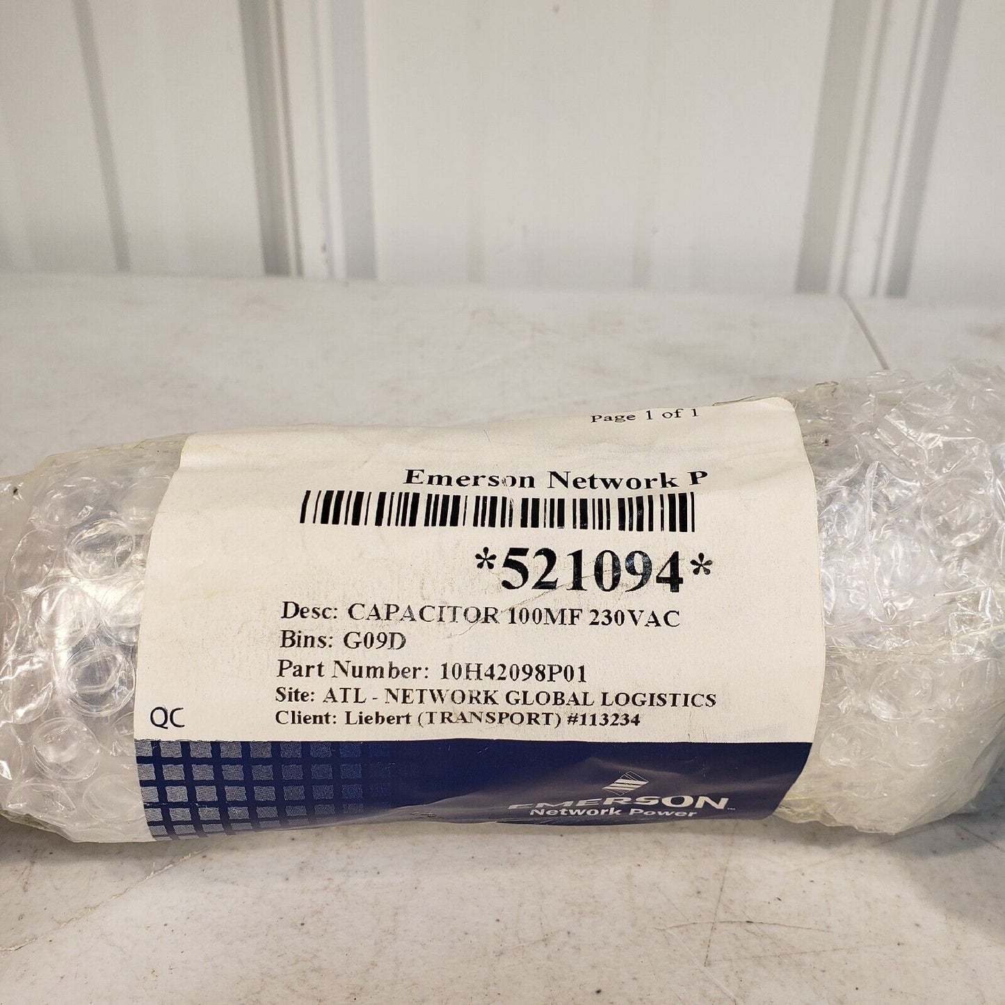 Emerson 521094 Capacitor 100mF 230 VAC 10H42098P01