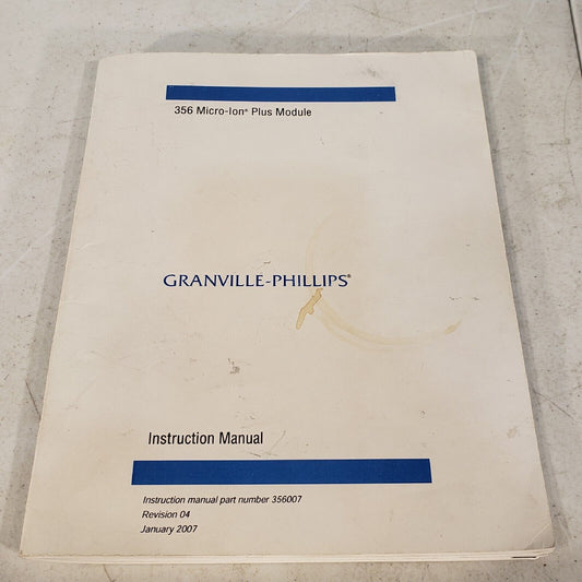 Granville Phillips 356 Micro-Ion Plus Module Instruction Manual 356007