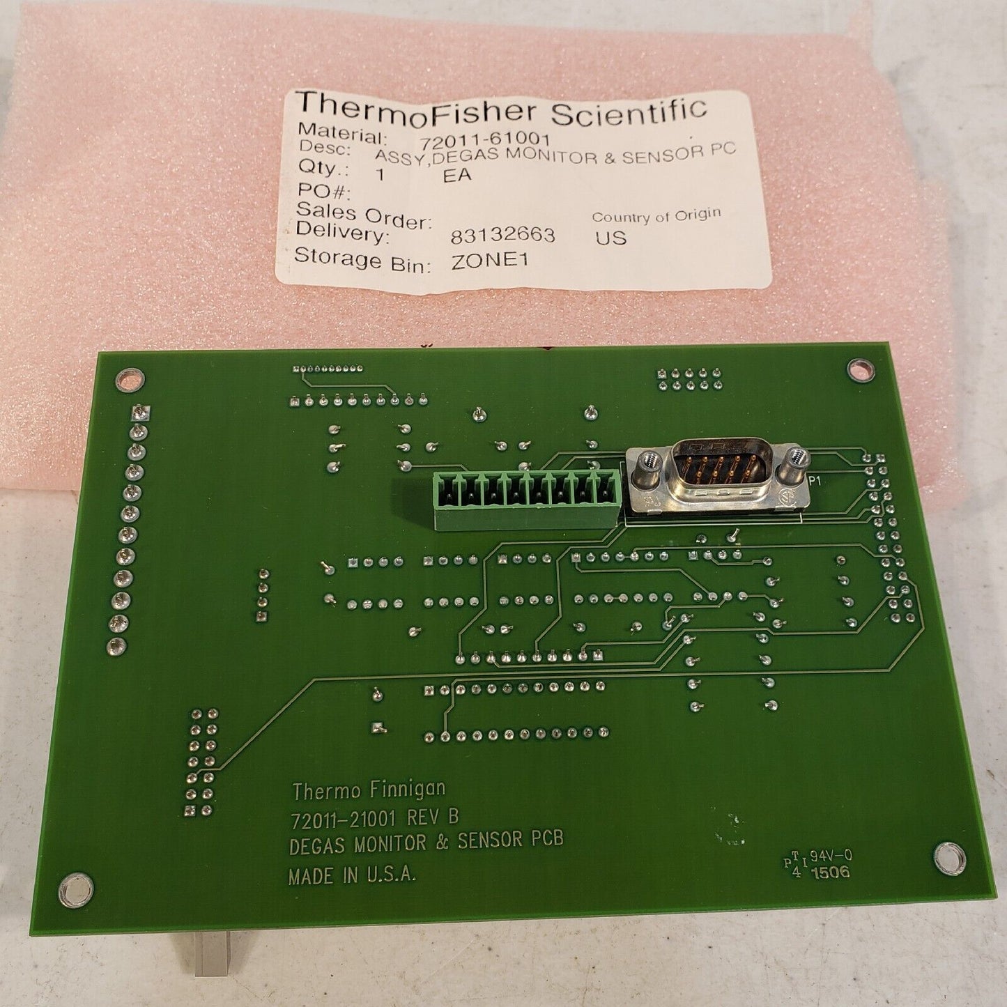 ThermoFisher Scientific 72011-61001 Degas Monitor & Sensor PCB MS Pump Accela