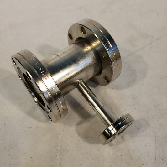 Varian 2.75" DN35CF to 1.33" DN16CF Conflat Reducer Tee High Vacuum Stainless