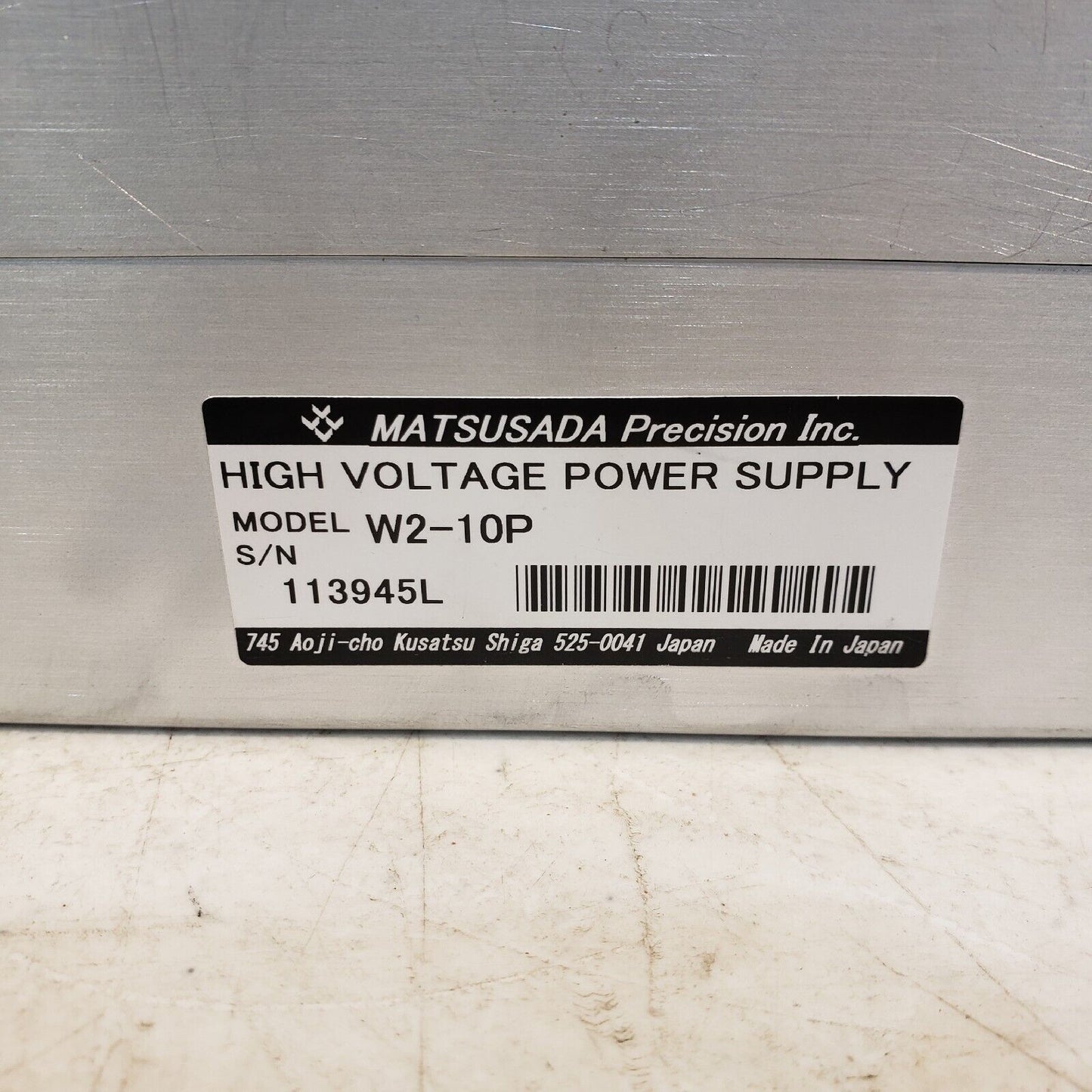 Matsusada W2-10P High Voltage Power Supply Max Output 10kV 20mA 200W Positive