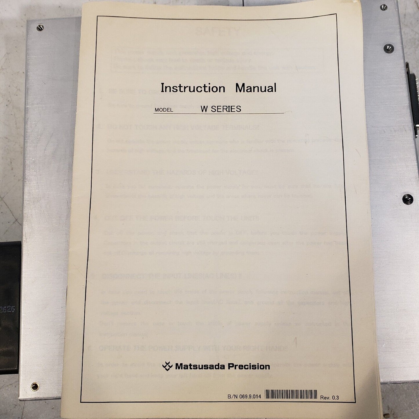 Matsusada W2-10P High Voltage Power Supply Max Output 10kV 20mA 200W Positive