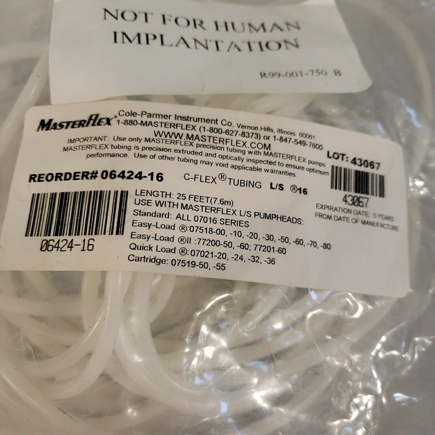 MasterFlex L/S 4.8mm x 25ft Platinum Silicone Tubing (HV-96410-25)