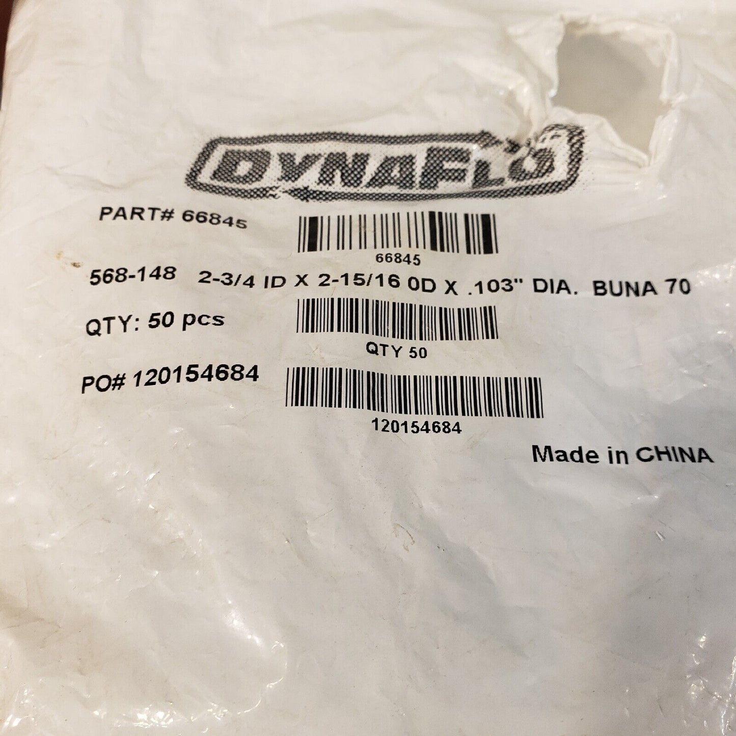 *Lot of 46* Dynaflo 66845 2-3/4" ID X 2-15/16" OD X 0.103" DIA. O-Ring Gasket